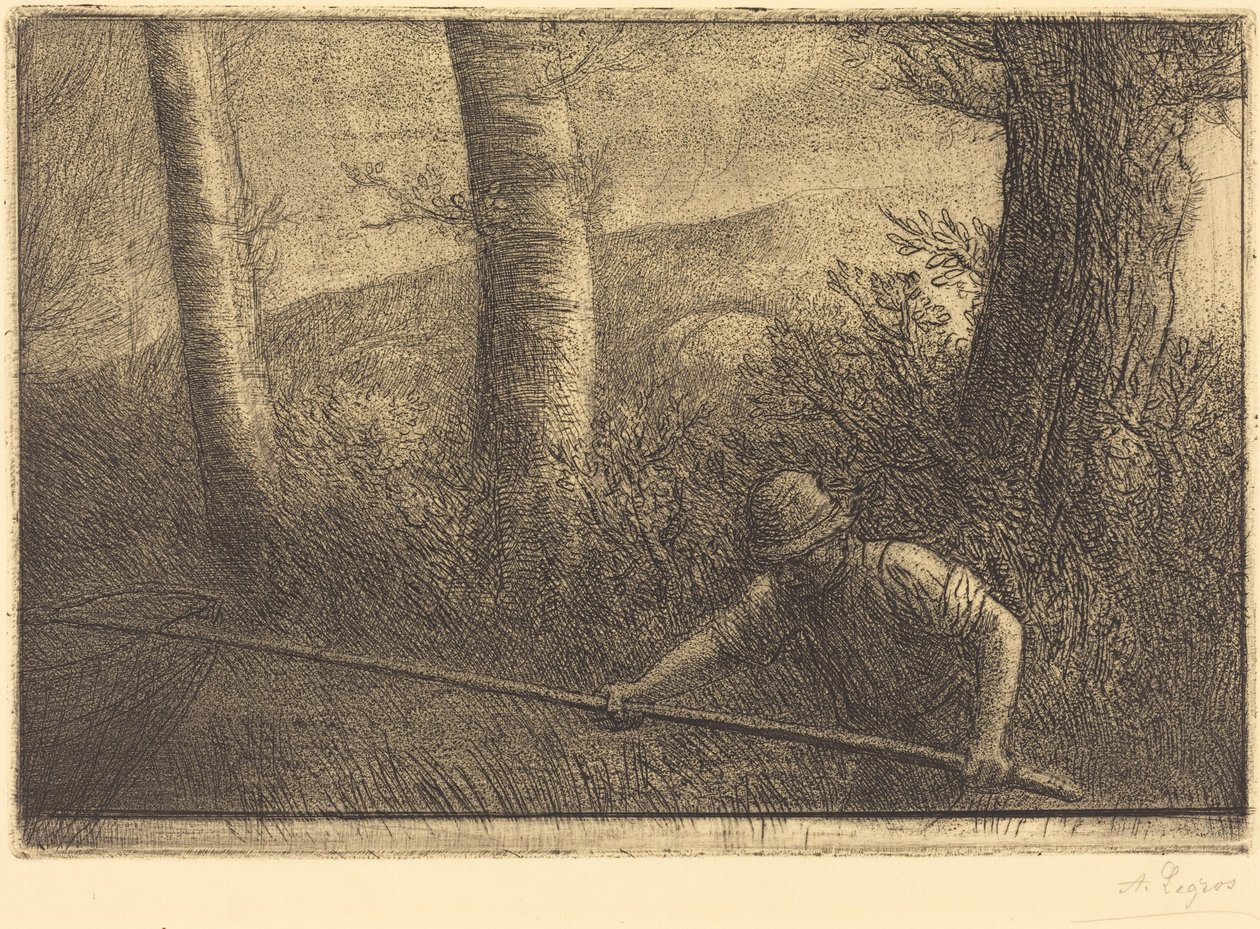 Visser met een ringnet (La pêche à la truble) door Alphonse Legros