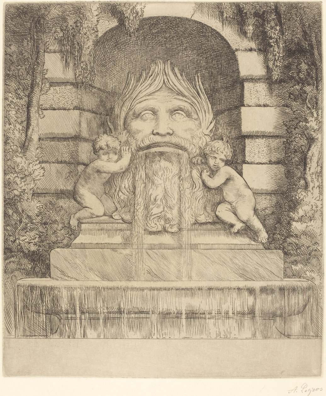 Fontein: Grotesk, Kinderen en Bekken door Alphonse Legros