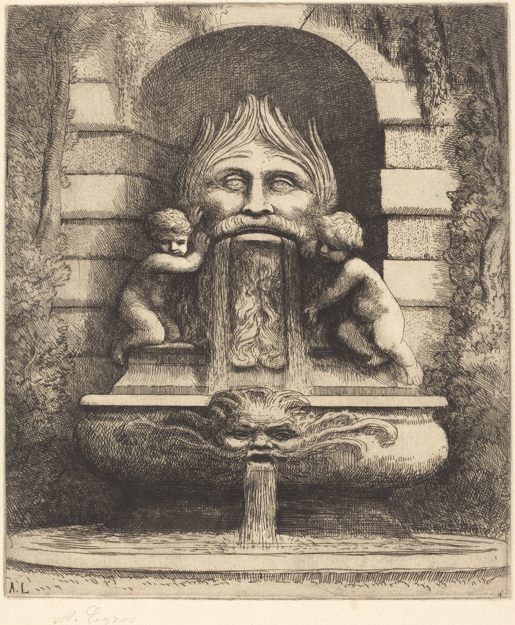Fontein: Grotesk, Kinderen en Bekken door Alphonse Legros