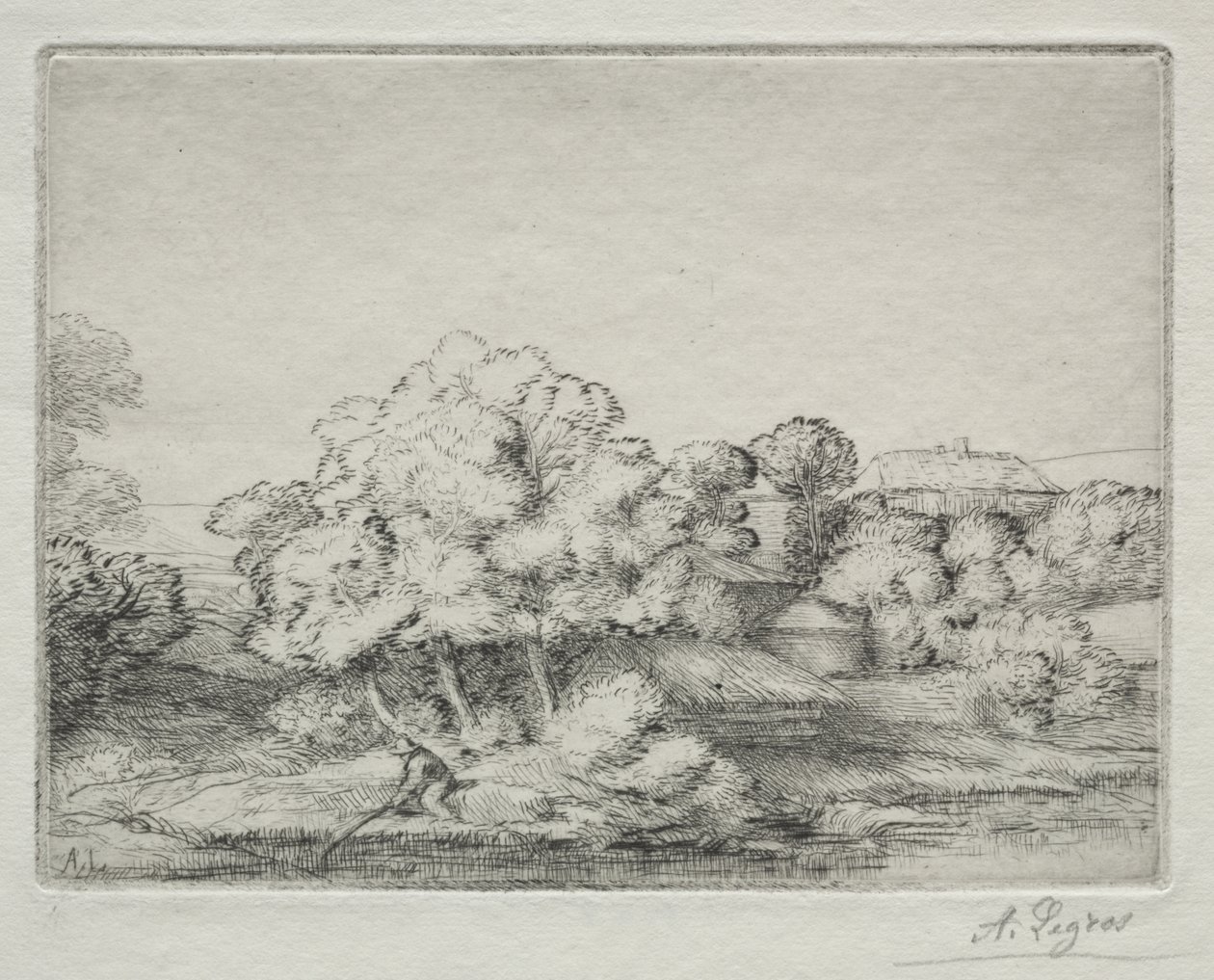 Dorp bij het meer (Hameau près du Lac) door Alphonse Legros