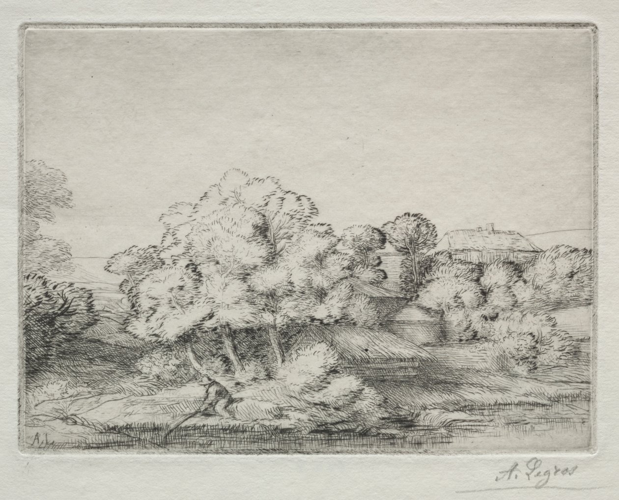 Dorp bij het meer (Hameau près du Lac) door Alphonse Legros