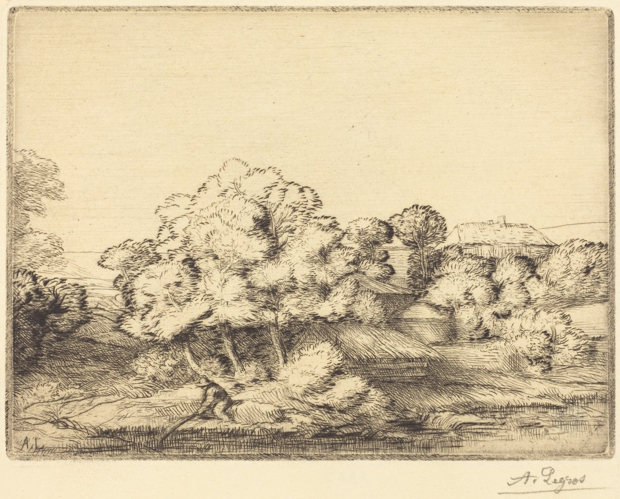 Hamlet near the Lake (Het gehucht bij het meer) door Alphonse Legros