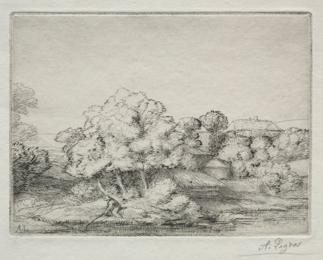 Hamlet bij het Meer Hameau près du Lac door Alphonse Legros