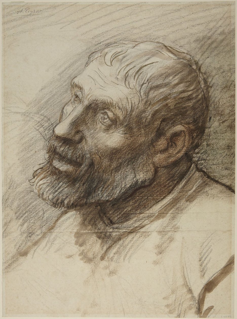 Hoofd van een man met een baard door Alphonse Legros
