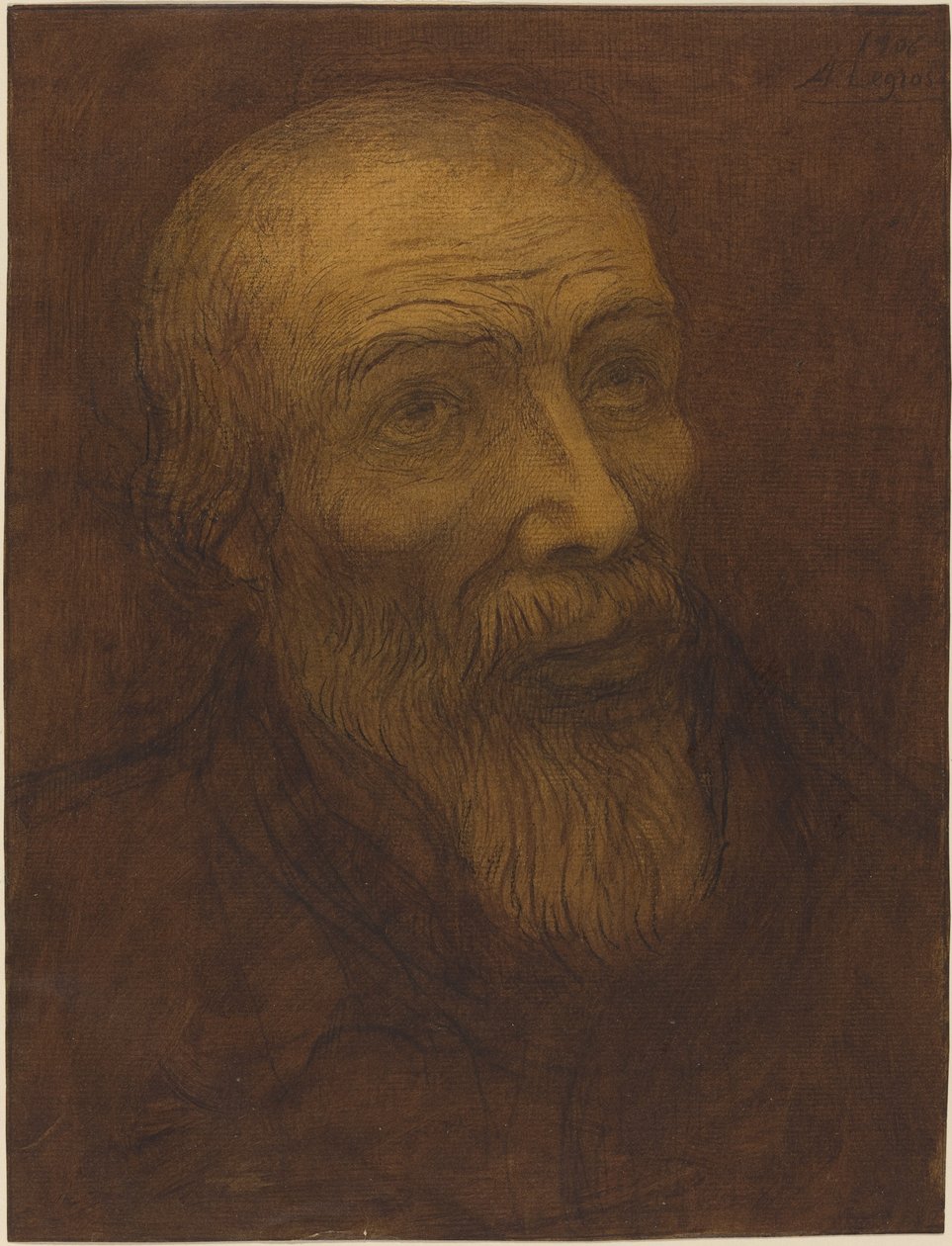 Hoofd van een Kale Man met een Baard, 1906 door Alphonse Legros