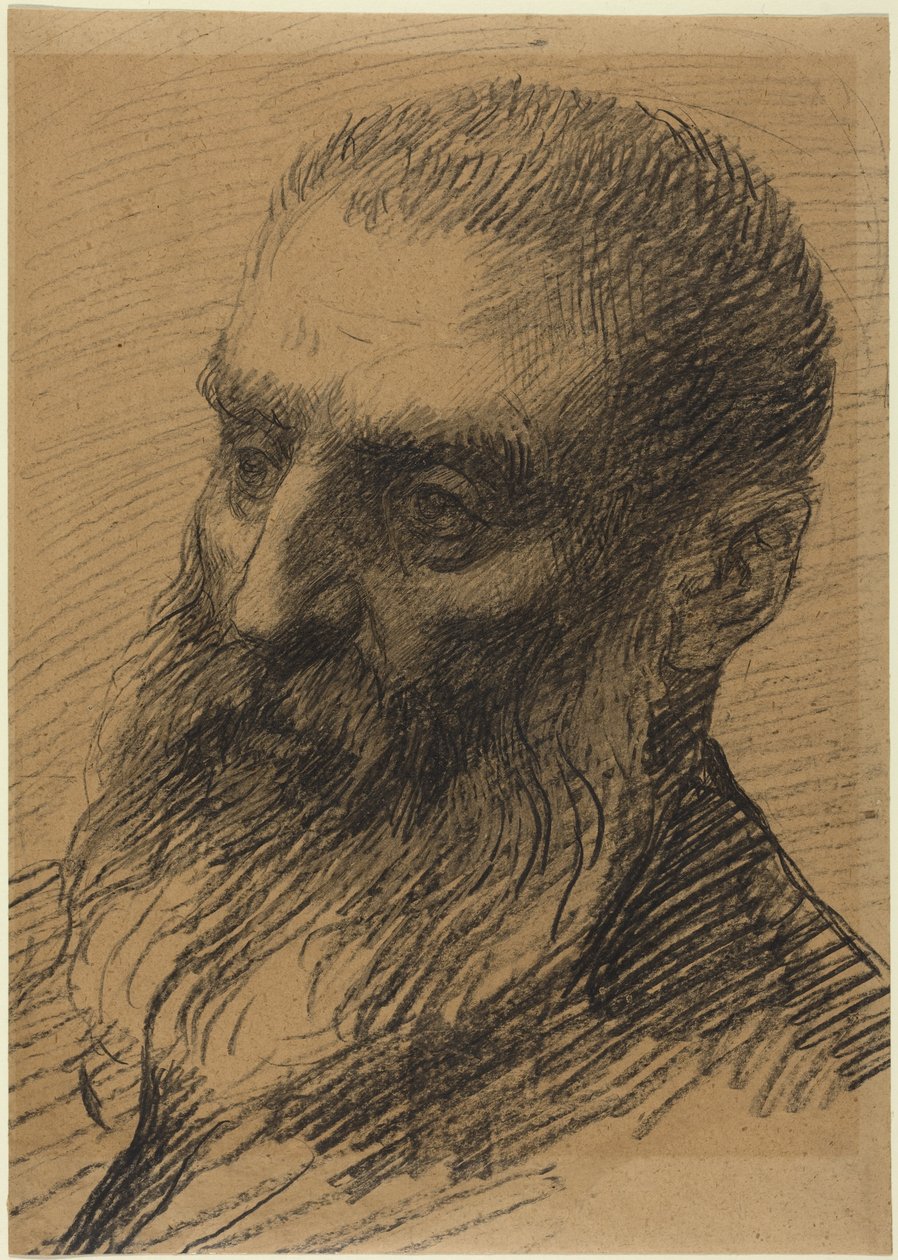 Hoofd van een man, naar links kijkend door Alphonse Legros