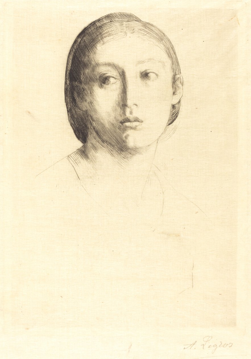 Hoofd van een Jong Meisje (Tete de jeune fille) door Alphonse Legros