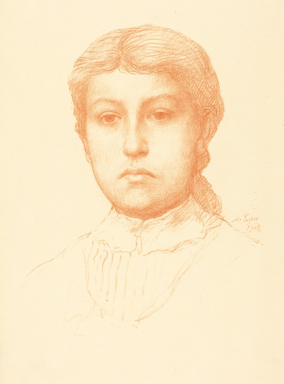 Head of a Young Girl (Hoofd van een jong meisje) door Alphonse Legros
