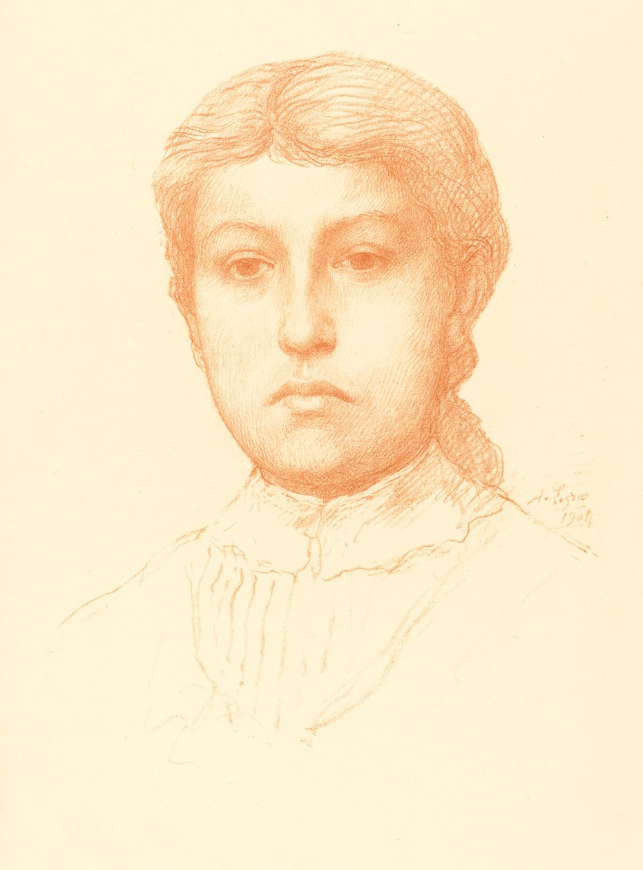 Hoofd van een jong meisje Tête de jeune fille door Alphonse Legros
