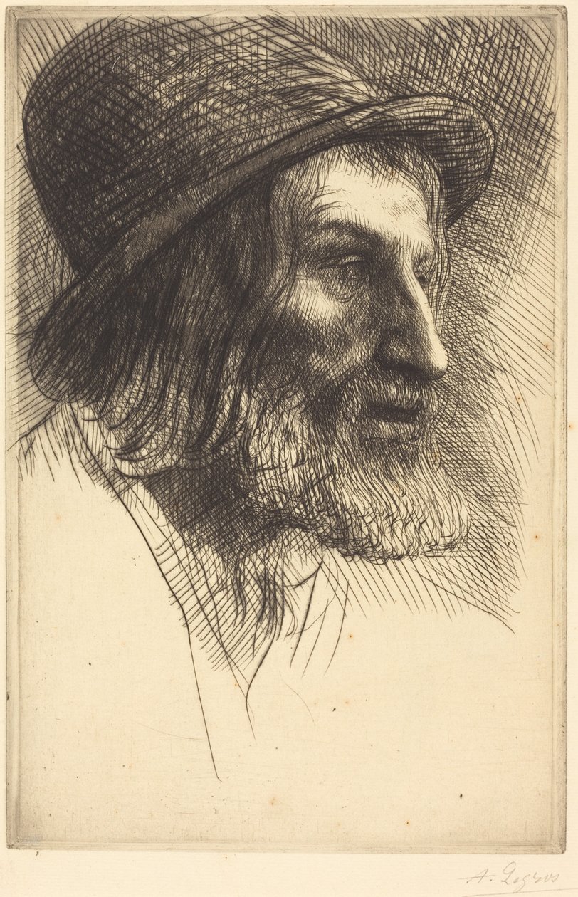 Kop van een Engelse arbeider (De herder) door Alphonse Legros