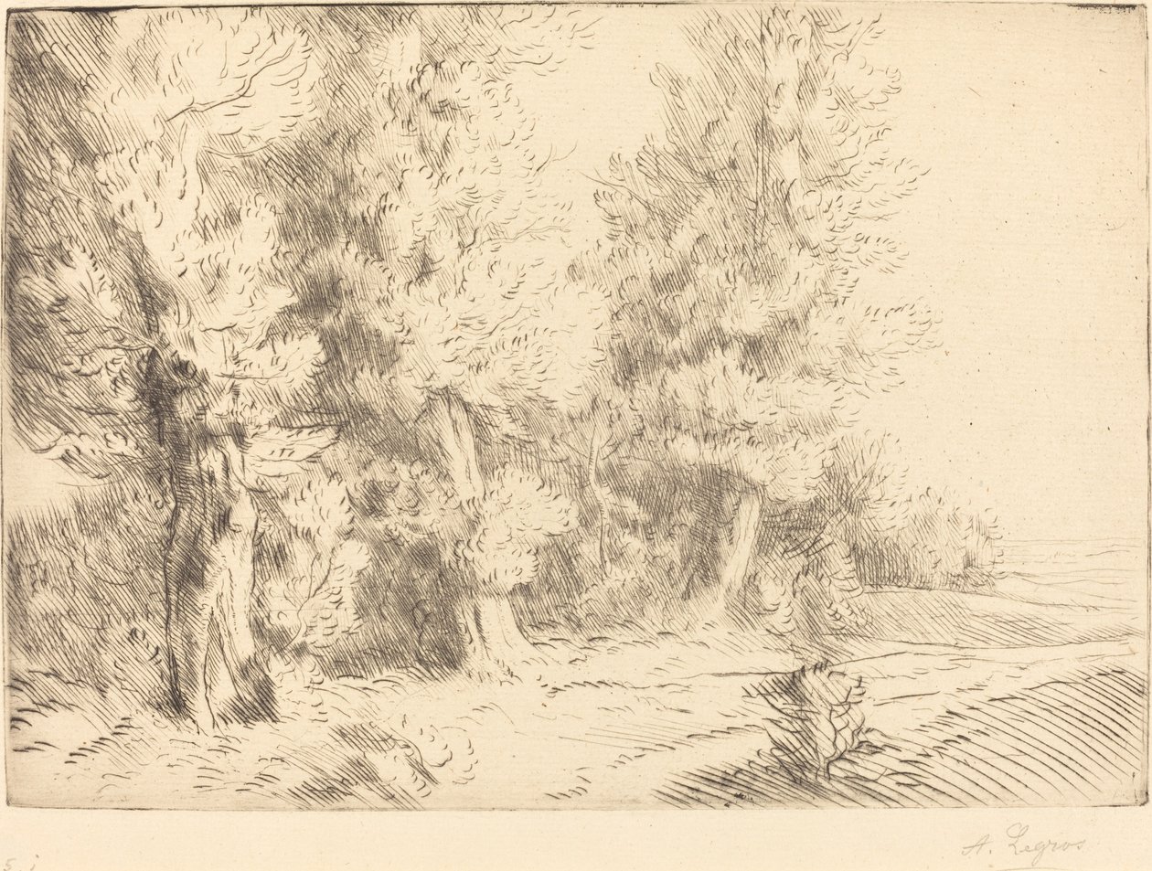 In het bos van Fontainebleau door Alphonse Legros