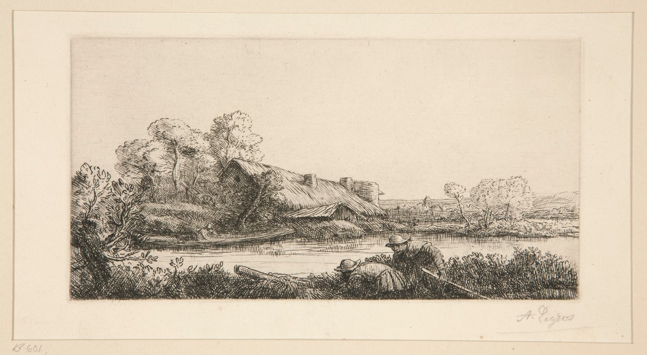 De Boerderij aan de Rivier: Avondlicht door Alphonse Legros