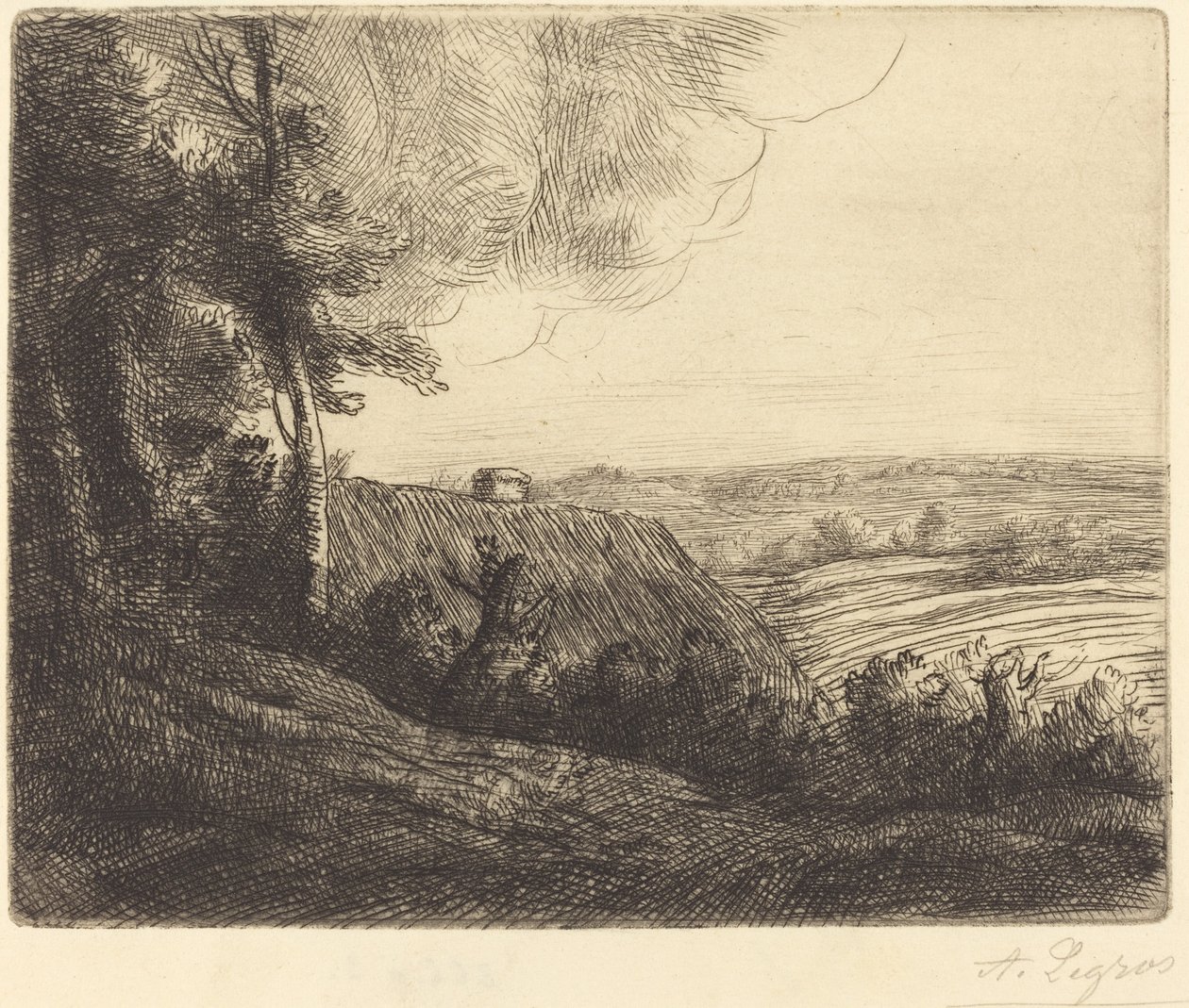 Landschap: Weg naar Horville door Alphonse Legros