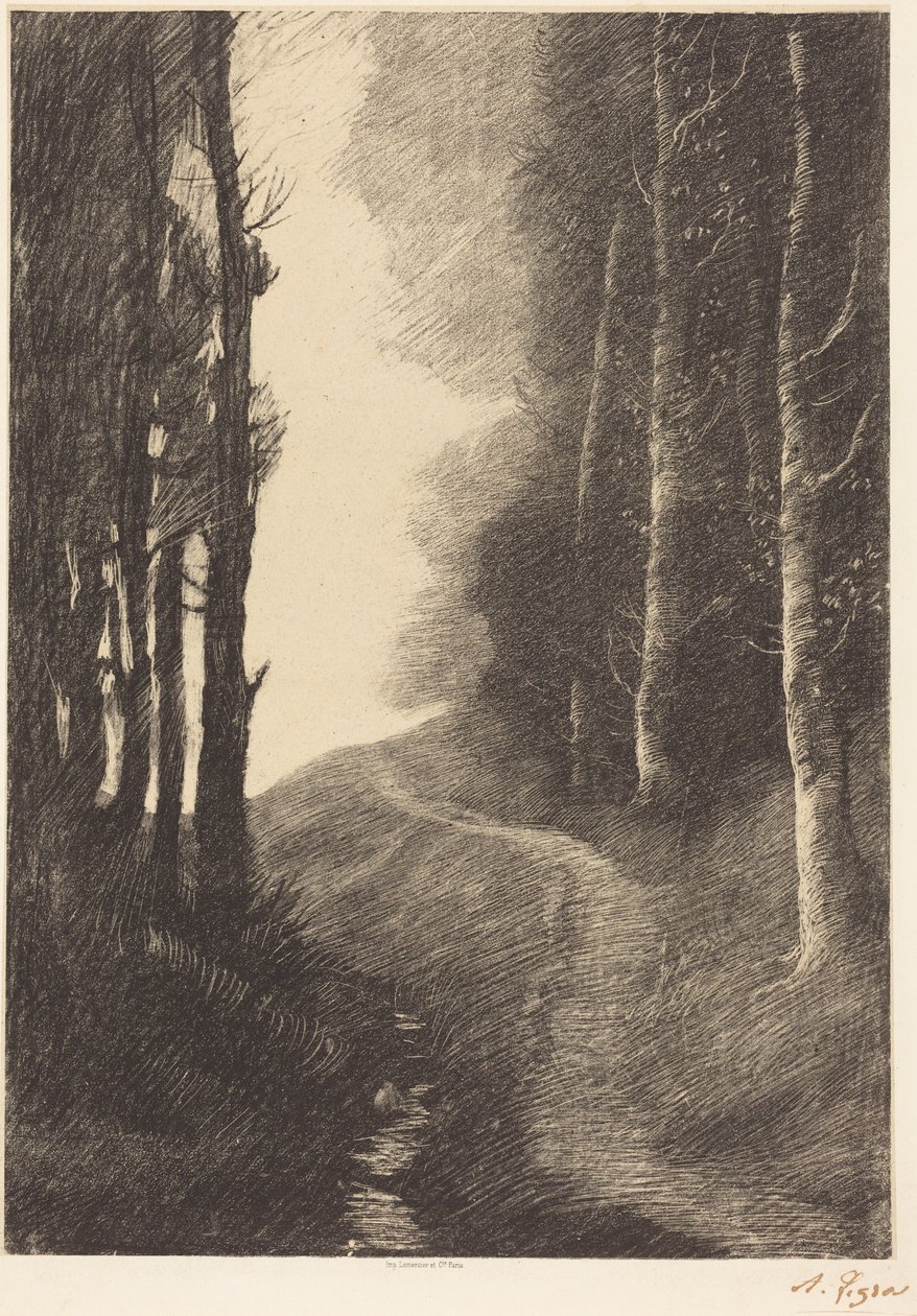 Landschap met berken door Alphonse Legros