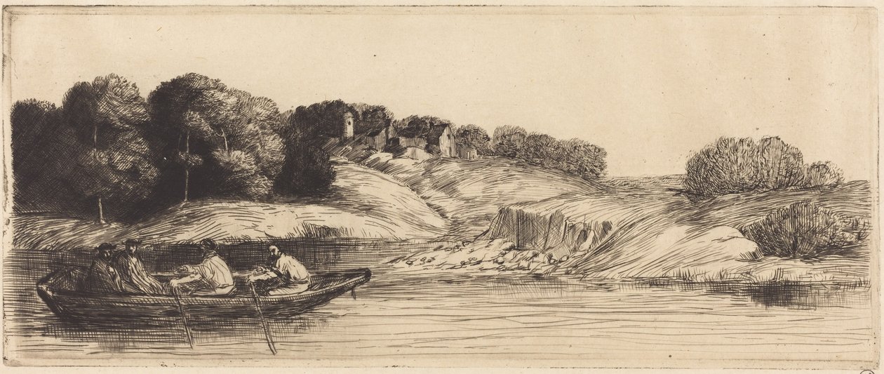 Landschap met boot, 1e plaat door Alphonse Legros
