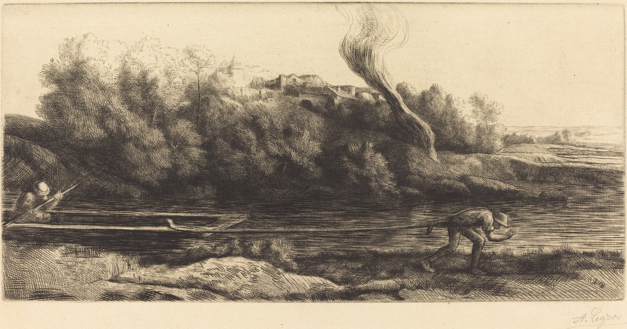 Landschap met boot, 2e plaat Paysage au bateau door Alphonse Legros