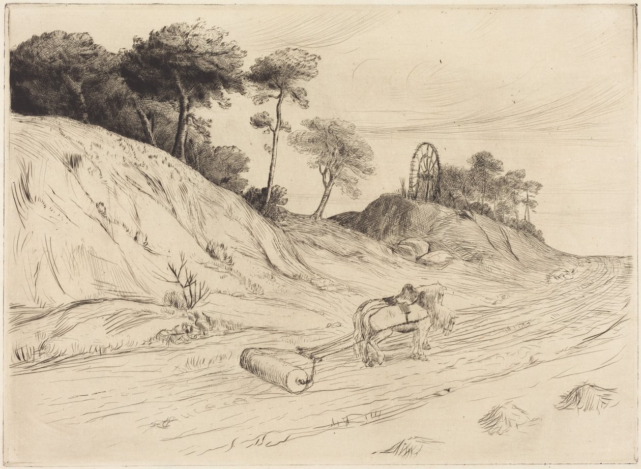 Landscape with Roller (Het landschap met de rol) door Alphonse Legros