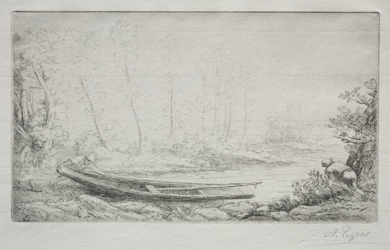 Le Départ pour le pêche, dans les brumes door Alphonse Legros