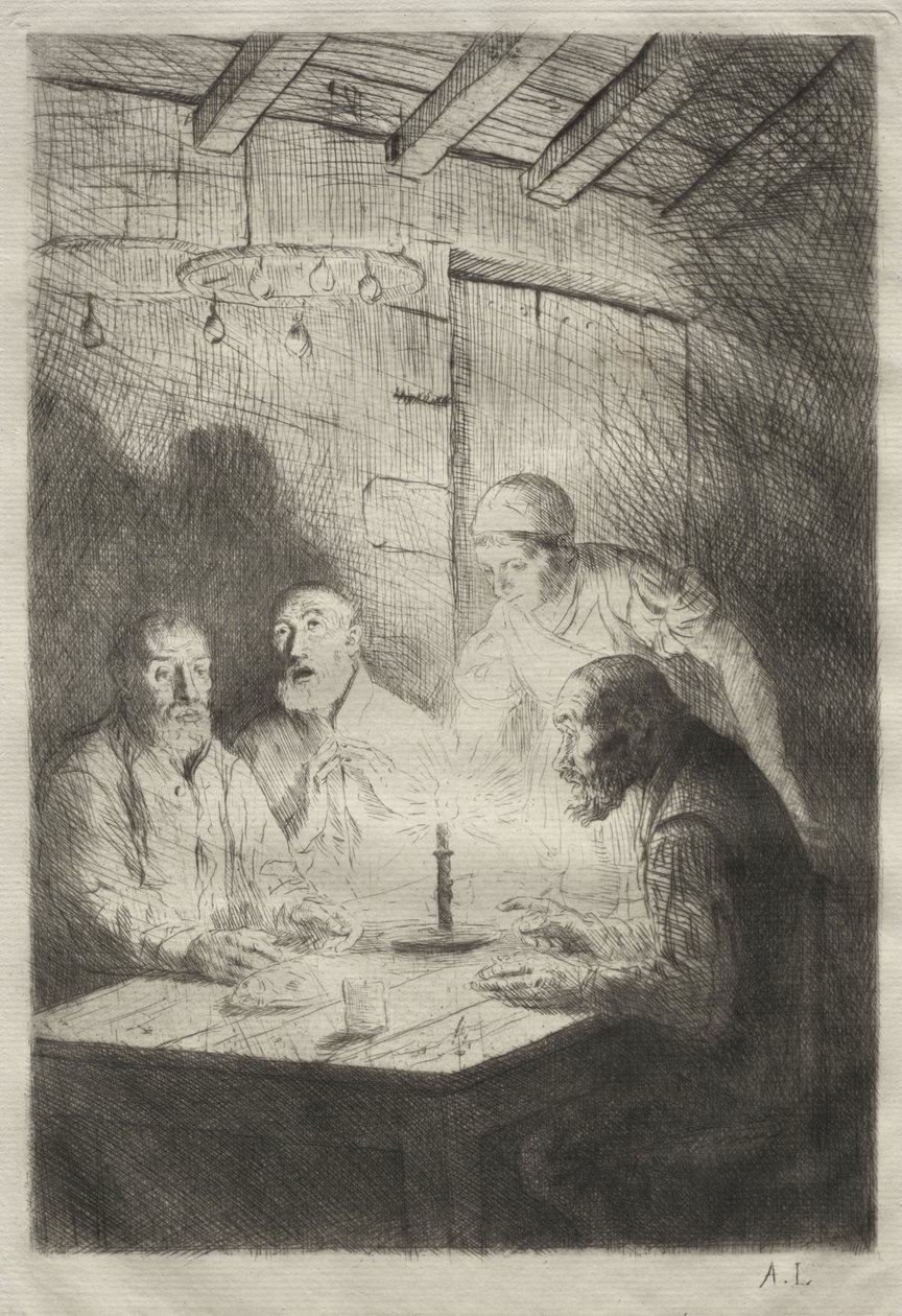 Het avondeten bij Misère door Alphonse Legros
