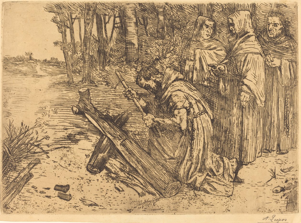 Monniken hakken hout door Alphonse Legros
