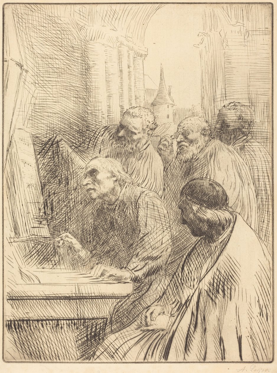 Monks at Church (De monniken in de kerk) door Alphonse Legros