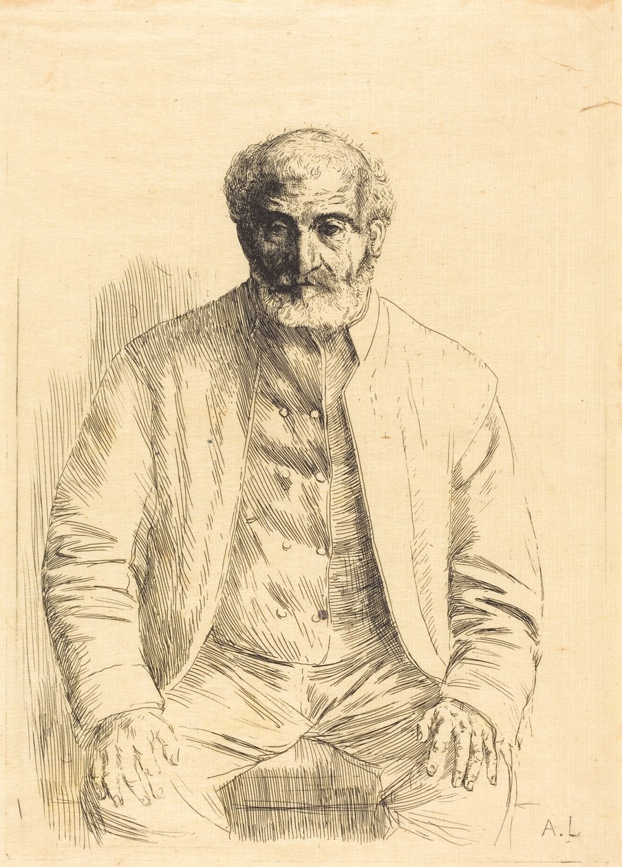 Zittende oude man (Vieillard assis) door Alphonse Legros