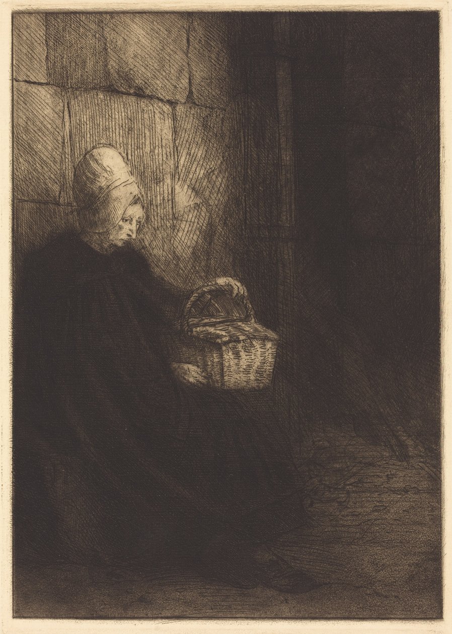 Boerin uit Boulogne (Boerin uit de omgeving van Boulogne, ook wel bekend als ‘De vrouw met de mand’) door Alphonse Legros