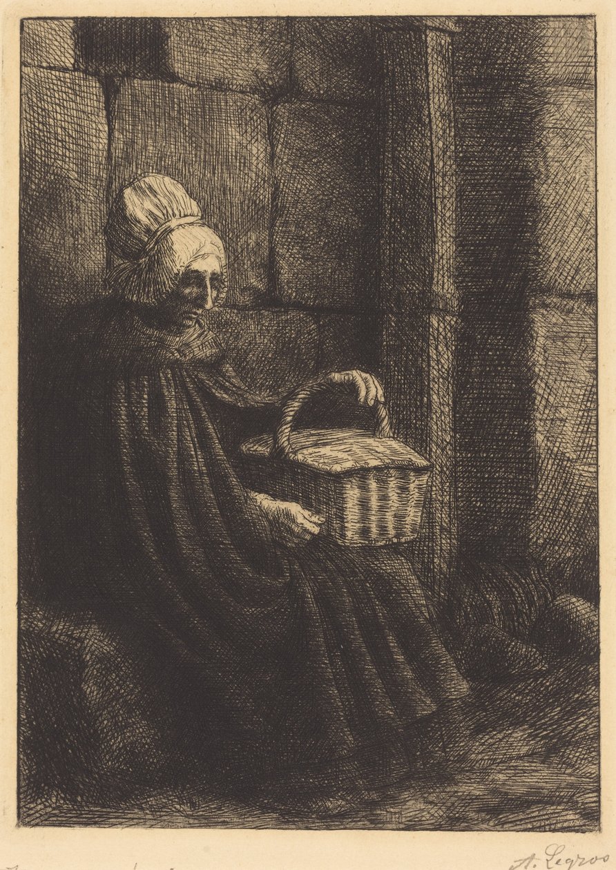 Boerin uit Boulogne (Boerin uit de omgeving van Boulogne, ook wel bekend als ‘De vrouw met de mand’) door Alphonse Legros