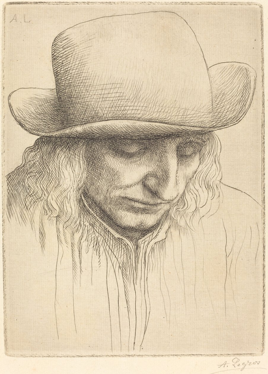 Boer met Ronde Hoed (Paysan avec chapeau rond) door Alphonse Legros