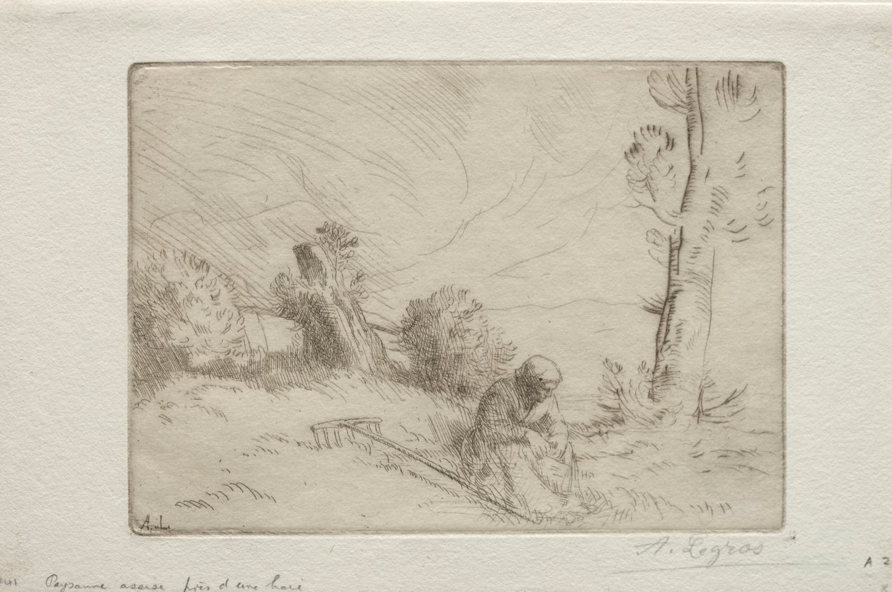 Boer bij een stenen hek door Alphonse Legros