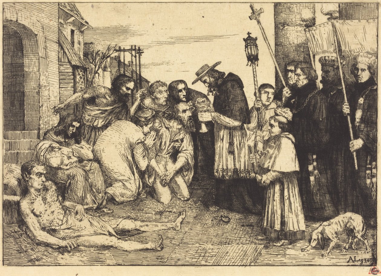 Pestslachtoffers van Rome (Les pestifères de Rome) door Alphonse Legros