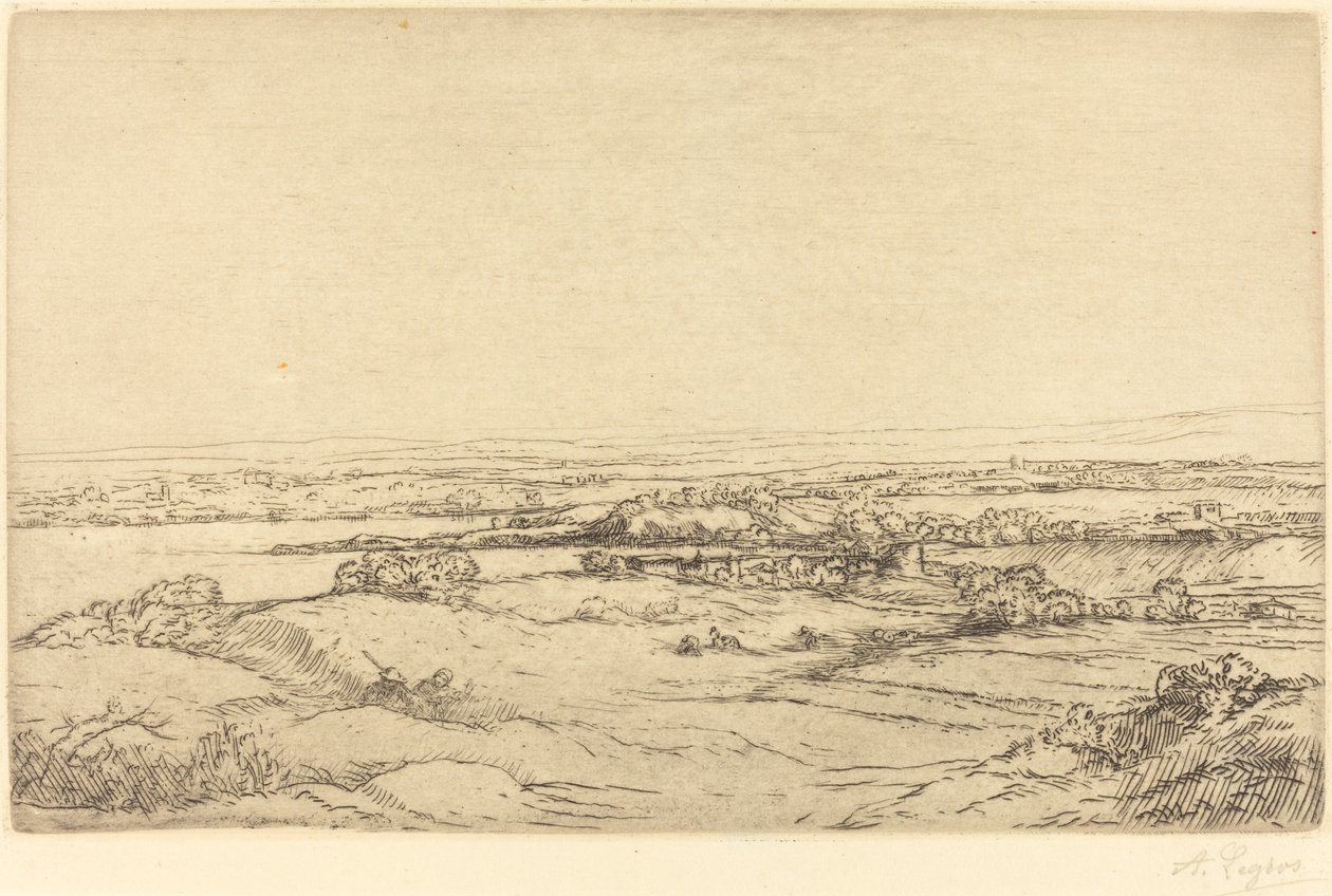 Vlakbij een meer (La plaine pres du lac) door Alphonse Legros