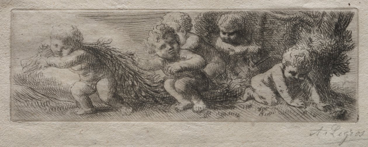 Plaat voor Bovenkant van Speldendoos door Alphonse Legros
