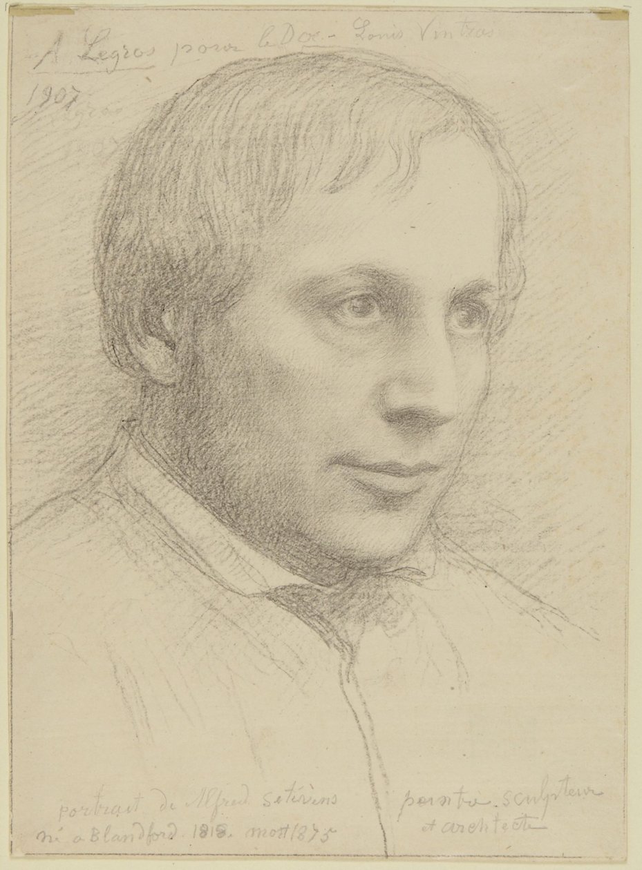 Portret van het hoofd van Alfred Stevens door Alphonse Legros