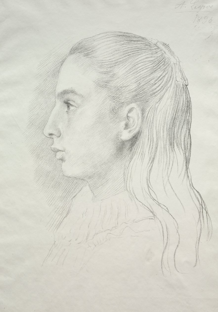 Portret van juffrouw Nora E. Legros door Alphonse Legros