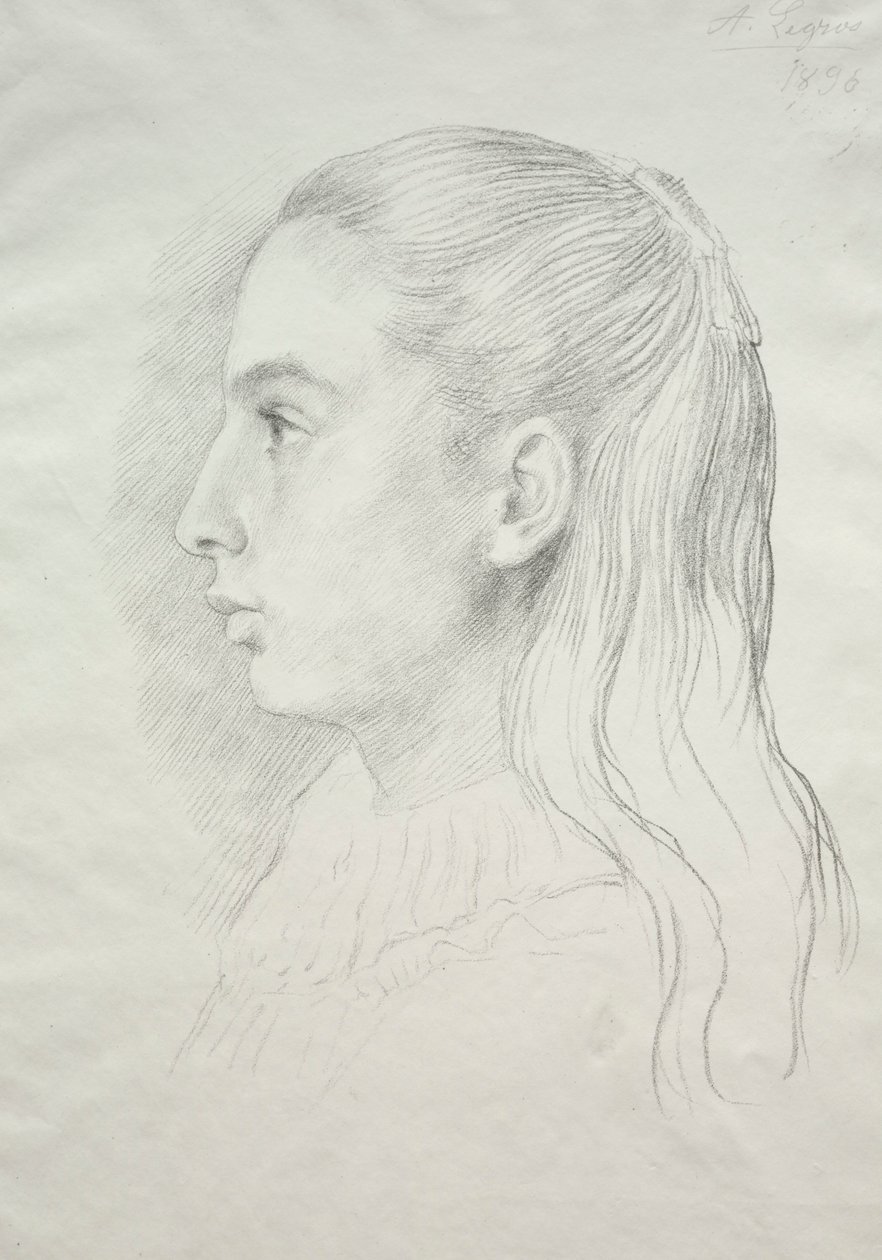 Portret van juffrouw Nora E. Legros, 1896 door Alphonse Legros
