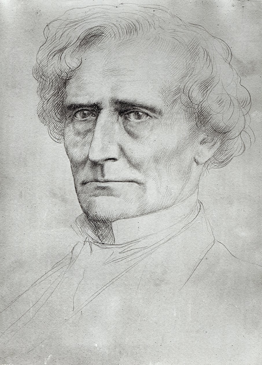 Portret van Hector Berlioz (1803-69) (pen en inkt op papier) door Alphonse Legros