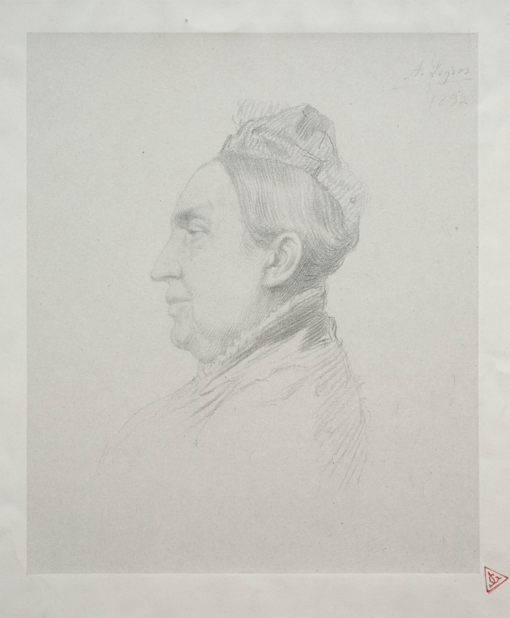 Portret van Madame Kemp in profiel 2e plaat door Alphonse Legros