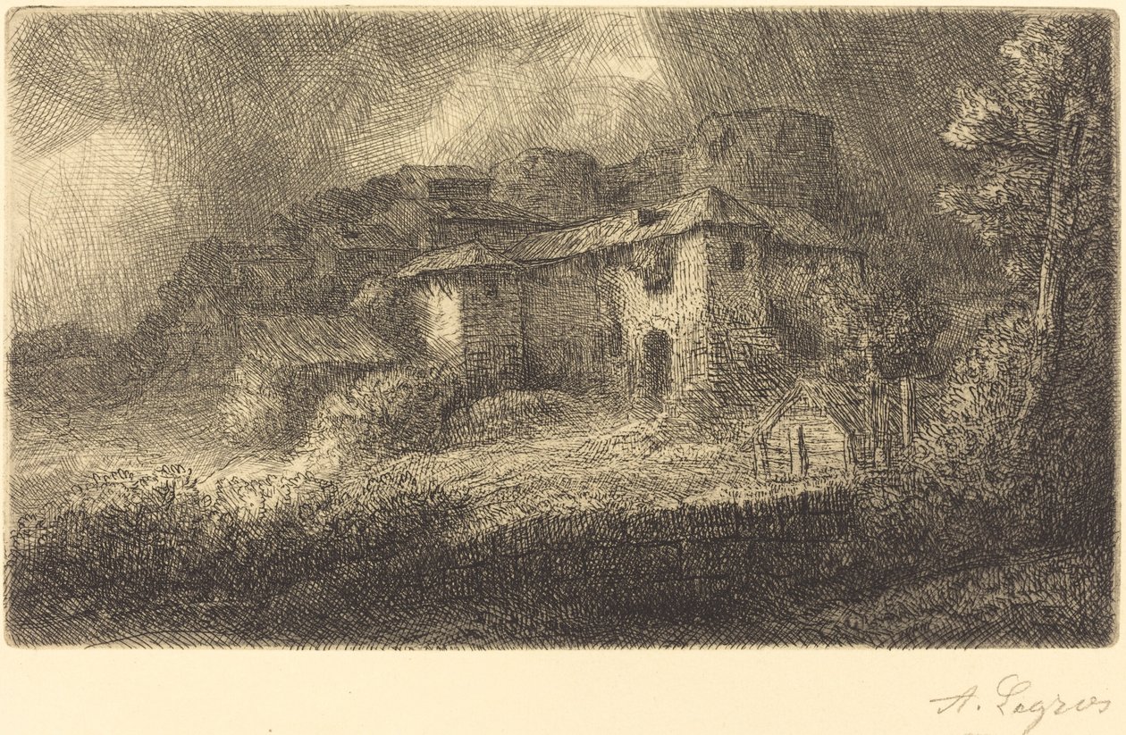 Ruïnes van een kasteel door Alphonse Legros