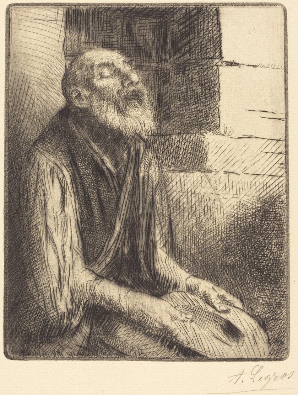Zittende bedelaar (Mendiant assis) door Alphonse Legros