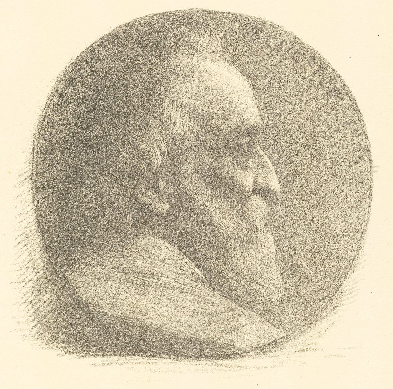 Zelfportret, Medaillon, Nr.1, 9e plaat door Alphonse Legros