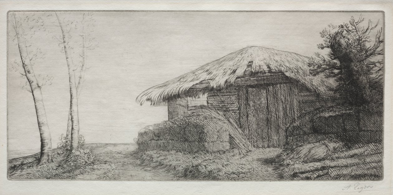 Schapenstal op de heuvel (Bergerie sur le Coteau) door Alphonse Legros