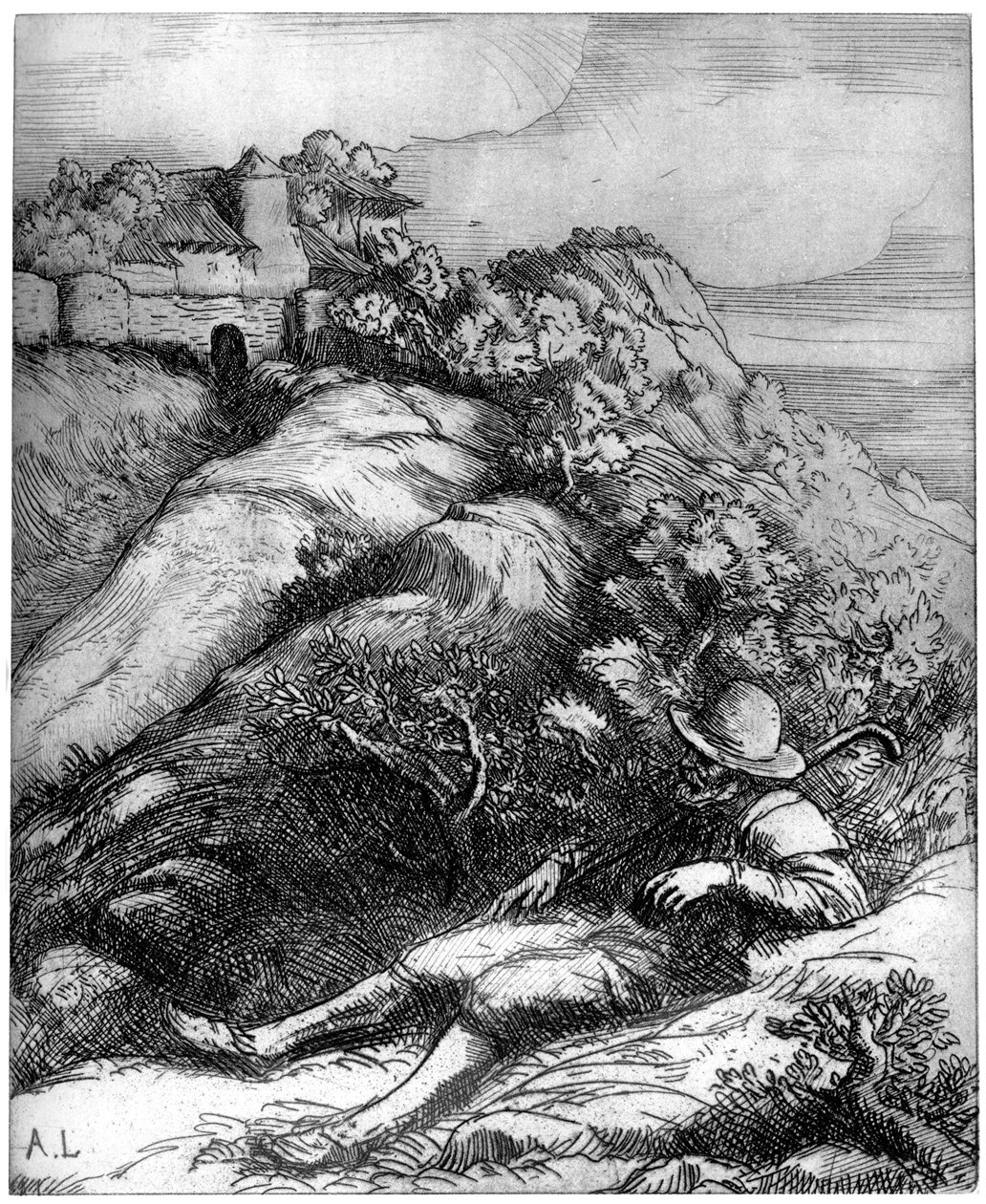 Herder rustend, c1860-1910 door Alphonse Legros