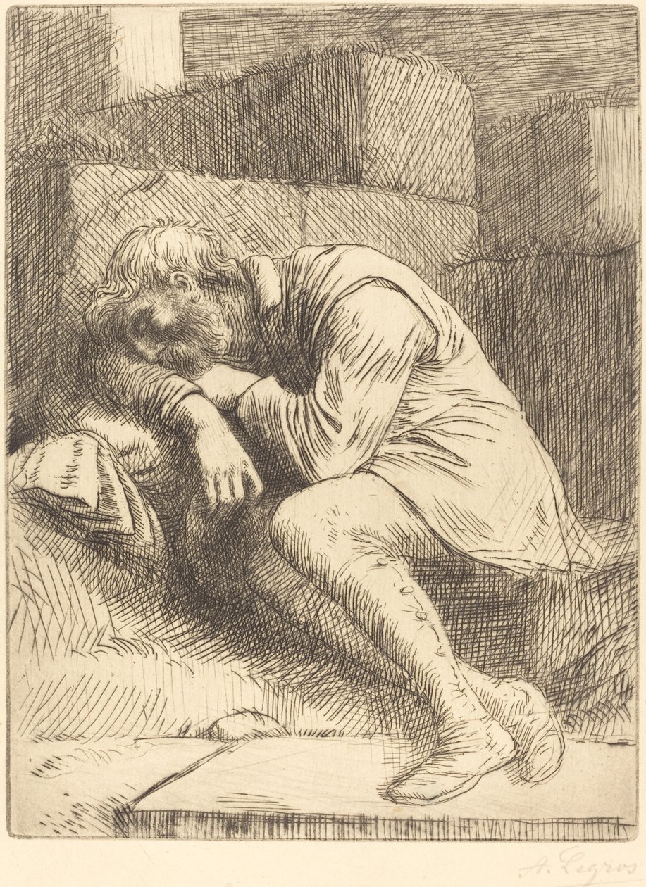 Slapende bedelaar (Mendiant endormi) door Alphonse Legros