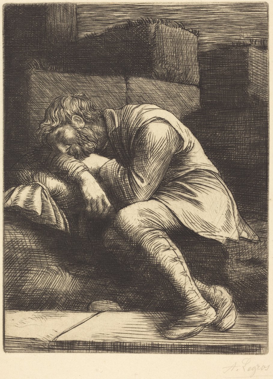 Sleeping Beggar (Slapende bedelaar) door Alphonse Legros