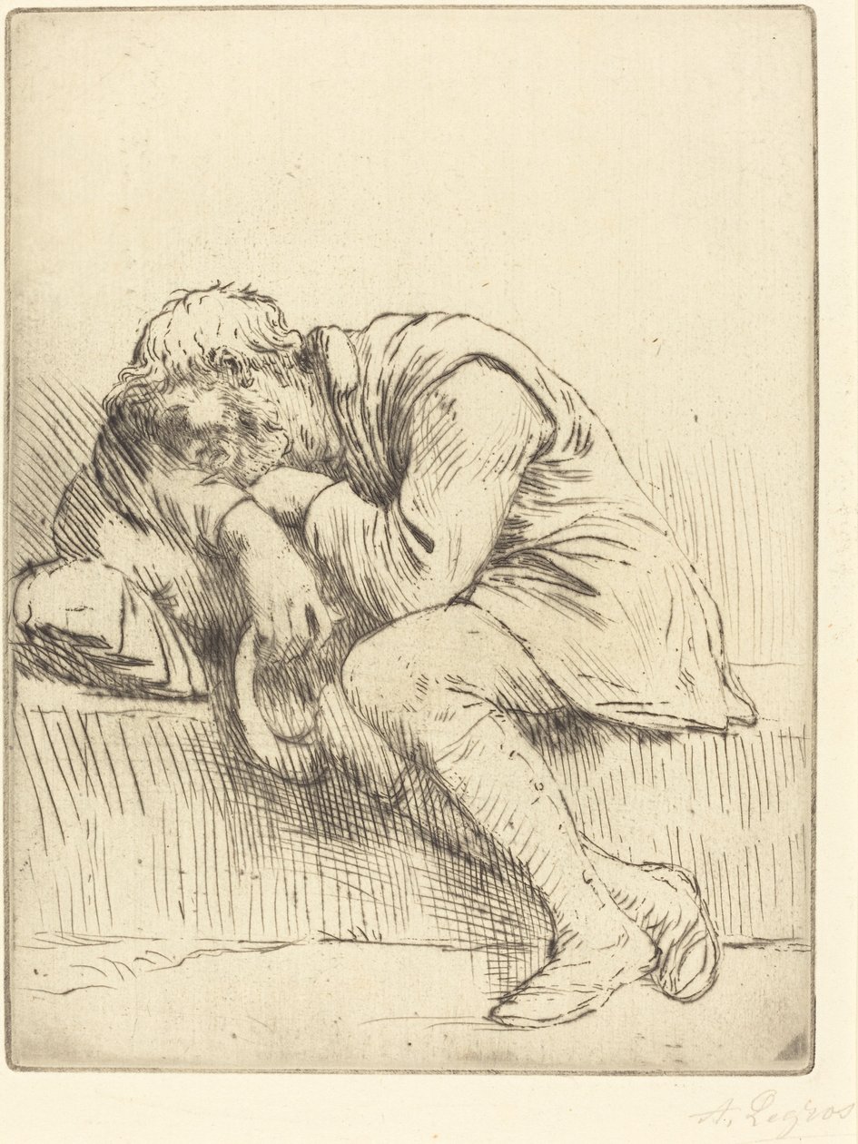 Slapende bedelaar door Alphonse Legros