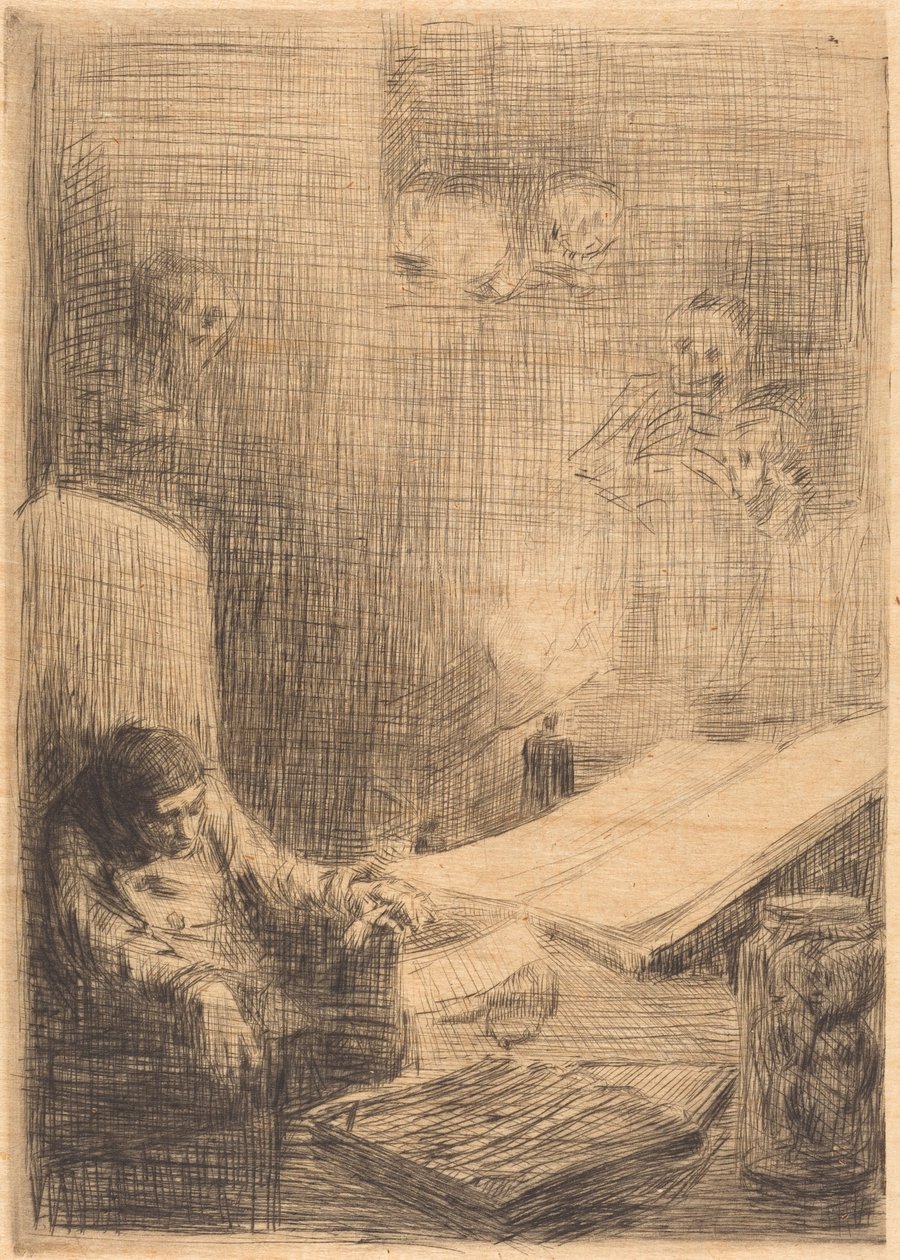 Slapende geleerde door Alphonse Legros