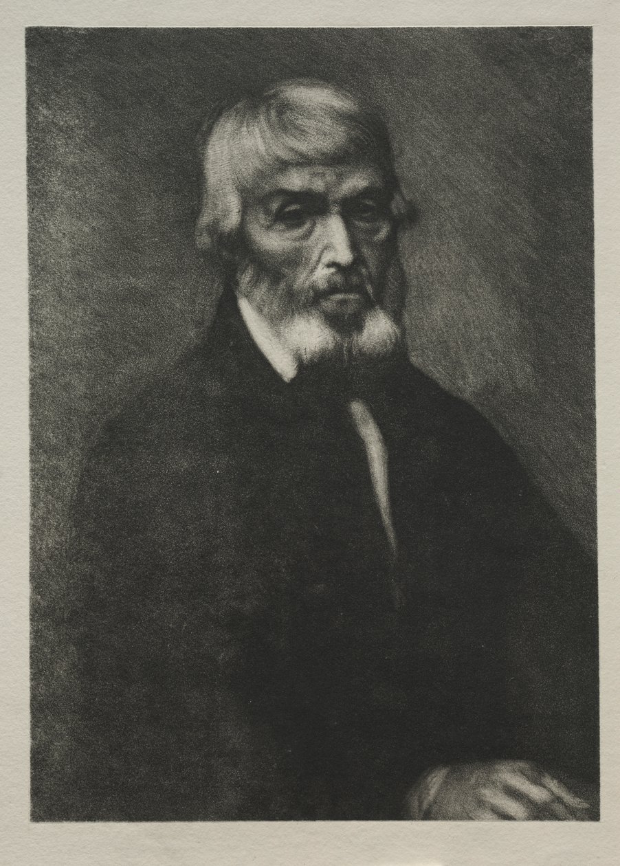Klein portret van Thomas Carlyle door Alphonse Legros