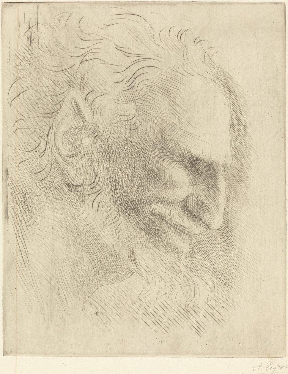 Studie voor het hoofd van een man door Alphonse Legros