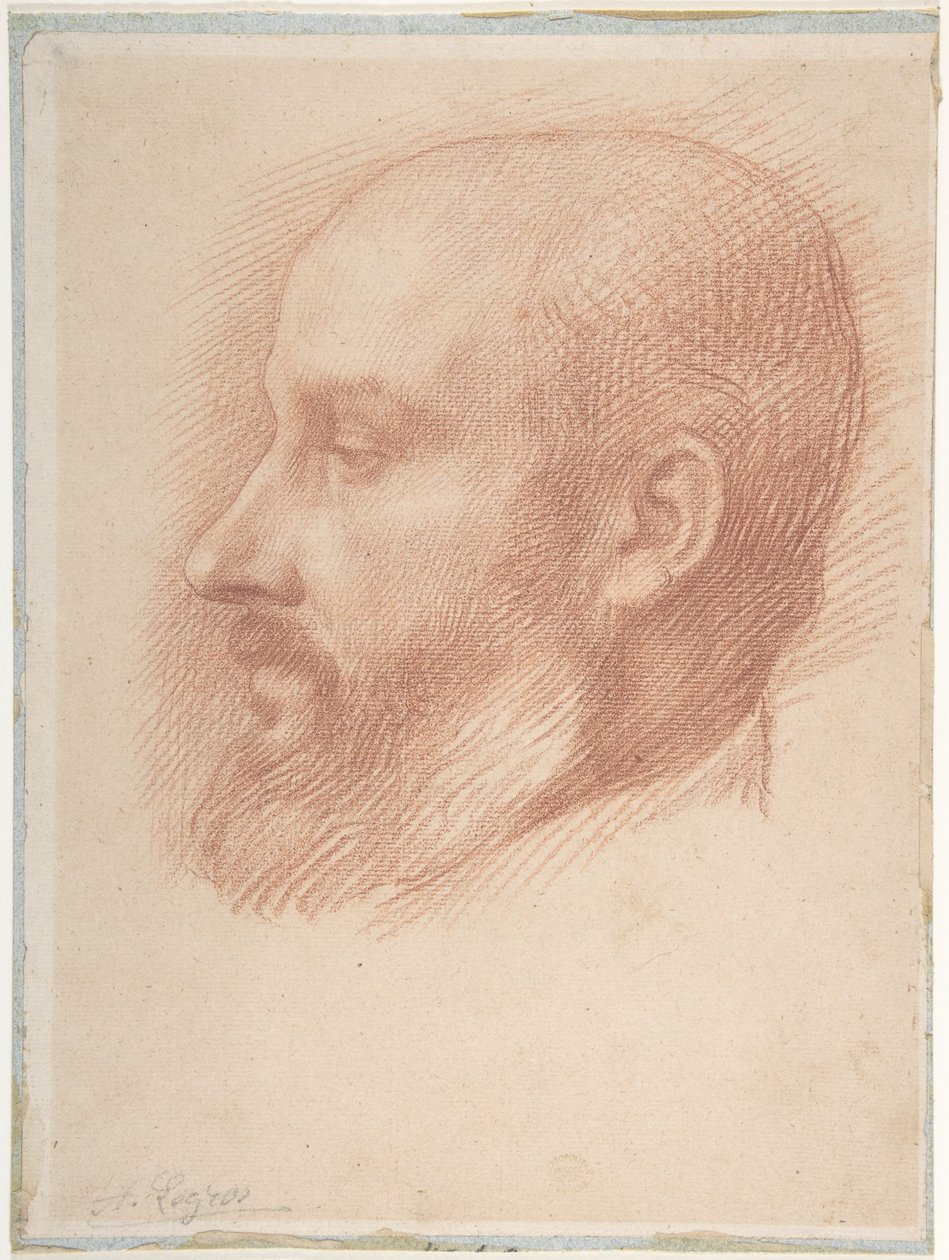 Studie naar het hoofd van een man door Alphonse Legros